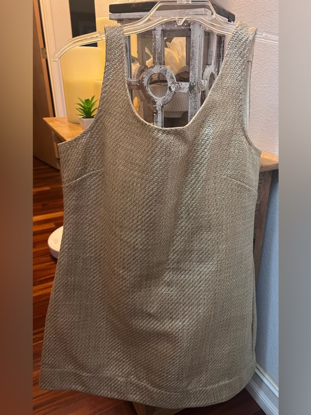 ANTONIO MELANI Beige Woven Dress with Textured Detail - Picture 4 of 9
